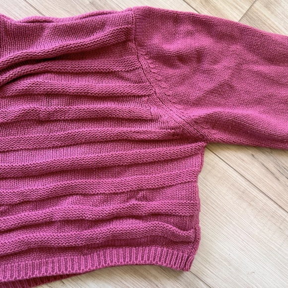 Topshop Chunky Knit Crop Pink Sweater Oversize - Picture 3 of 4